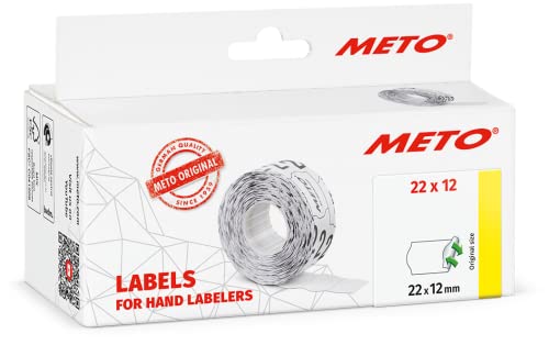 Original Meto Preisauszeichner Etiketten (22x12 mm, 1-Zeilig, 6.000 Stück, weiß, wiederablösbar, Preisetiketten für Meto, Contact, Sato, Avery, Tovel, Samark etc.) von Meto