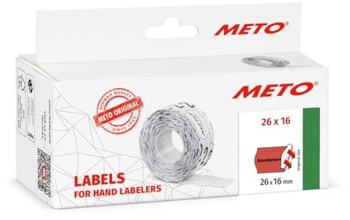 Original Meto Preisauszeichner Etiketten Vordruck « Sonderpreis » (26x16 mm, 1-zeilig, 6.000 Stück, fluor rot, permanent haftend) von Meto