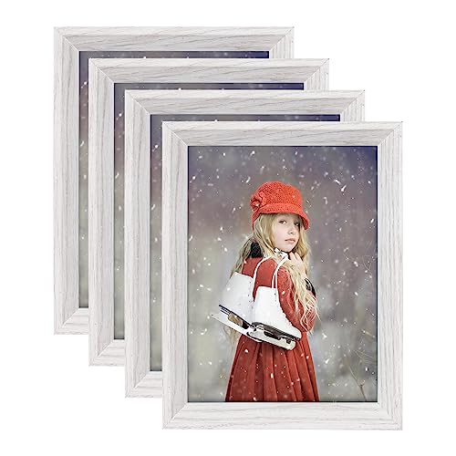 Metrekey Bilderrahmen 15x20 cm 4er Set Holz Weiß Vintage Glas Fotorahmen Portraitrahmen mit Halterung und Haken für Tischplatte und Wanddekoration… von Metrekey