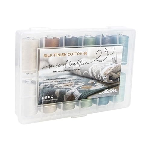 Mettler SILK-FINISH COTTON 40-12 Spulen a`1000m - Baumwollgarn Quiltgarn Kit von Mettler