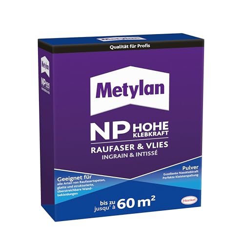 Metylan NP Hohe Klebkraft Raufaser & Vlies Pulver Tapetenkleister, Kleister für Struktur- und Raufasertapeten auch auf schwierigen Untergründen, transparent, 1kg von Metylan