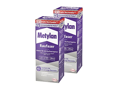 Metylan Raufaser, starker Tapetenkleister für Raufasertapete mit hoher Anfangsklebkraft, langlebiger & korrigierbarer Kleister mit Methylcellulose, 2x180g von Metylan