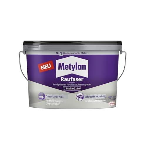 Metylan Raufaser Fertigkleister, sofort gebrauchsfertiger Tapetenkleister für Raufasertapeten, Kleister zum einfachen Tapezieren, 1x5kg von Metylan