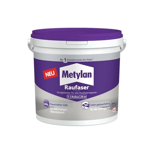 Metylan Raufaser Fertigkleister, sofort gebrauchsfertiger Tapetenkleister für Raufasertapeten, Kleister zum einfachen Tapezieren, 1x5kg von Metylan