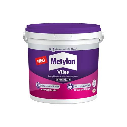 Metylan Vlies Fertigkleister, feuchtigkeitsbeständiger Tapetenkleister für Vliestapeten, Kleister zum einfachen Tapezieren, 1x5kg von Metylan