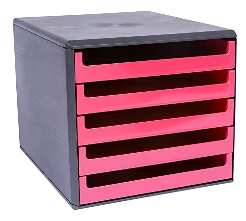 Metzger & Mendle 30057660 Schubladenbox anthrazit mit 5 Schüben in sunset-red (pink) von Metzger & Mendle