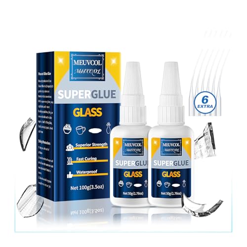 Glaskleber Extra Stark 100g, Transparent Wasserfest Sekundenkleber Glas kleber, Hitzebeständig Acrylglas Spiegel Kleber Für Alle Glas, Acrylglas, Basteln, Schmuck, Plastikmodelle, Kristall von Meuvcol