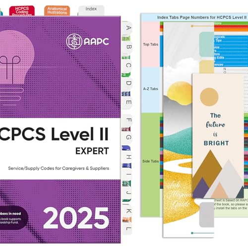 Verbesserte Registerkarten für HCPCS Level II Expert 2025 Edition (AAPC), 96 Buchreiter, farbkodiert mit Ausrichtungskarte und Seitenzahlen, Blatt und Lesezeichen, laminiert, langlebig, Buch nicht im von Mevisky