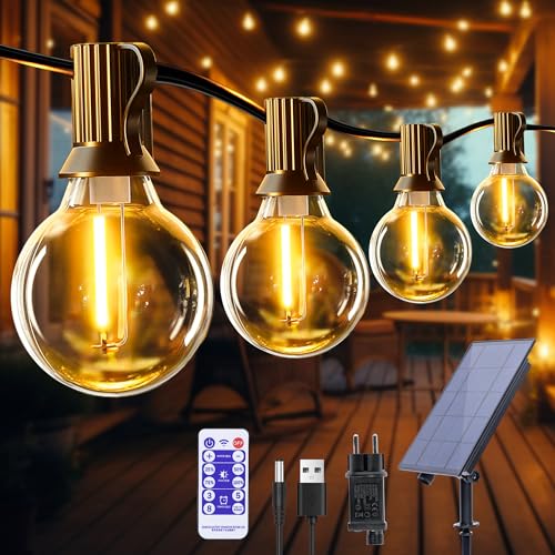 Led Lichterkette Außen, 12M 39FT Lichterkette Outdoor Strom mit 30+1 G40 Glühbirnen, Wetterfest Bruchsichen Lichterketten, Aussenlichterkette für Garten,Balkon,Hochzeit,Party von Mexllex