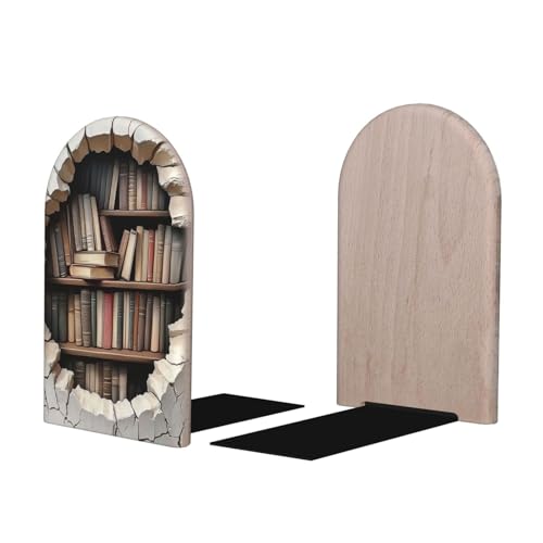 Mexpekil Bücherregale mit Loch in einer Wand, Holz-Buchstützen für Regale, robuster Buchhalter, Organizer, rutschfester Buchstopper für Schreibtisch, Büro, Bibliothek für Leser, 1 Paar von Mexpekil