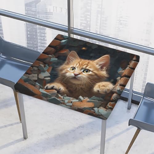 Mexpekil Quadratische Tischdecke mit Katzenmotiv, 117 x 117 cm, elastisch, wasserdicht, Tischschutz für drinnen und draußen Mexpekil Quadratische Tischdecke mit Katzenmotiv, 117 x 117 cm, elastisch, wasserdicht, Tischschutz für drinnen und draußen von Mexpekil