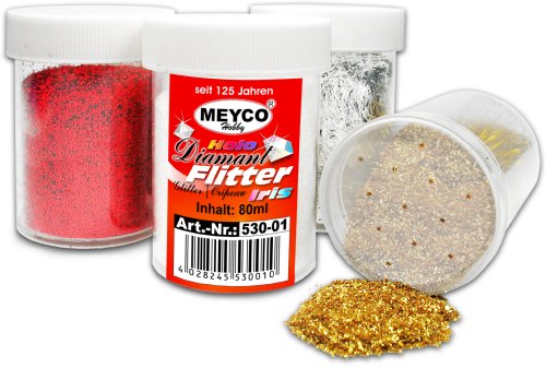 Diamant Flitter / Glitter HOLO silber, 80ml, in Streudose - Glitzer / Flimmer von Meyco