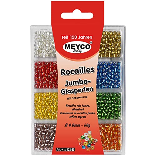 Meyco 4 mm Silbereinzug glänzend - Rocailles-Sortiment - 50 Stück - Metall - Rund - Beads von Meyco