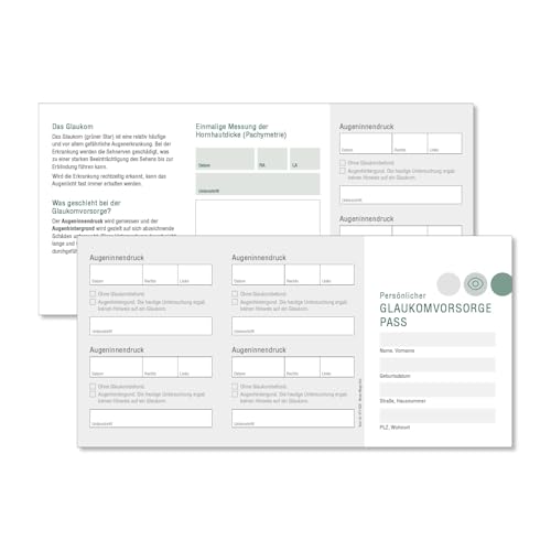 Glaukom-Vorsorgepass (Grüner Star), DIN A7, 6-seitig, aus 190g/m² Karton, 100 Stück von Meyer-Wagenfeld