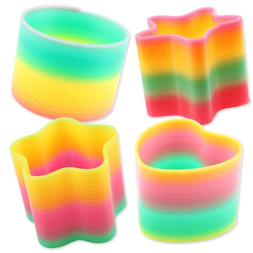 MeziTz 4pcs Regenbogenspirale Springs, Regenbogen Spirale Regenbogen Frühling, Magie Regenbogen Party Tasche Füllen Kinder Springen Spielzeug Partygeschenke für Kinder von MeziTz