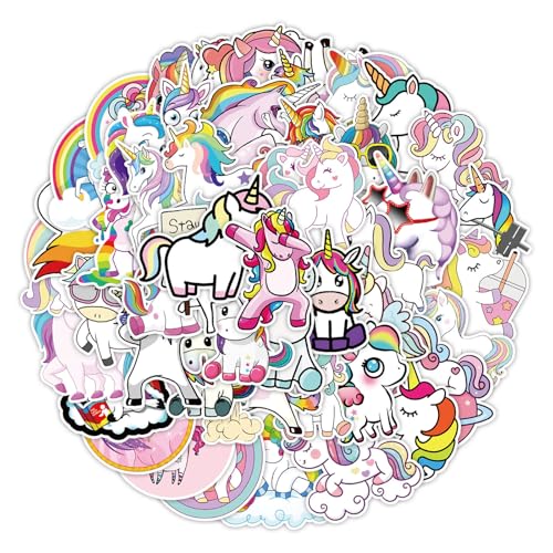 Mezrkuwr 100 Stück Einhorn Sticker Set, Wasserdicht Vinyl Stickers, Anime Sticker Set, Cartoon Aufkleber für Auto Laptop Skateboard, Geeignet für Erwachsene Kinder von Mezrkuwr