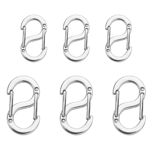 Mezrkuwr 6 Stück doppelt öffnende Verkürzer-Verschlüsse, Silber, Halsketten-Verschluss und Verschlüsse, Edelstahl-S-Lock-Armband-Verbindungs-Halsketten-Clip, 16mm/19mm von Mezrkuwr