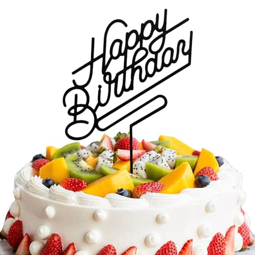 Mezrkuwr Kuchendeko Geburtstag Happy Birthday Cake Topper Schwarz Acryl Tortendeko Geburtstag Alles Gute zum Geburtstag Kuchendekorationen happy birthday tortendeko von Mezrkuwr