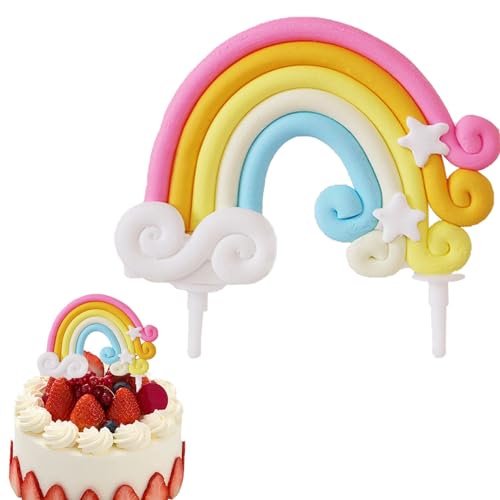 Mezrkuwr Regenbogen Tortendeko Geburtstag Personalisierter Cake Topper Bunte Tortendekoration Wolke Kuchendeko für Kinder Kuchen Dekoration Regenbogen Kuchenaufsatz von Mezrkuwr