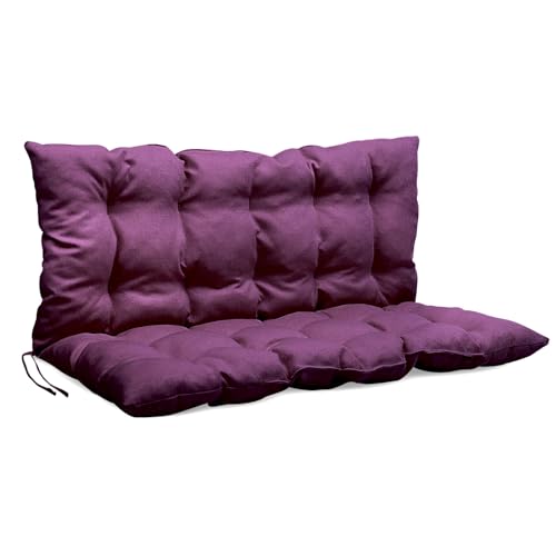 Mg Design Bankauflage 120 x 50 x 50 cm Kissen violett - Sitzkissen & Rückenkissen aus Polsterstoff, mit weicher Füllung, mit Schnüren zum Binden - Gartenbankauflage, Bankkissen von Mg Design