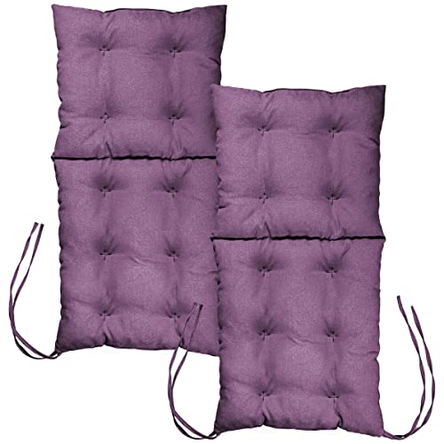 Mg Design Stuhlkissen 2er Set 50 x 100 cm Sitzkissen violett- Gartenstühle Sitzauflagen aus Polsterstoff, mit weicher Füllung, mit Schnüren zum Binden - Niedriglehner Auflagen von Mg Design
