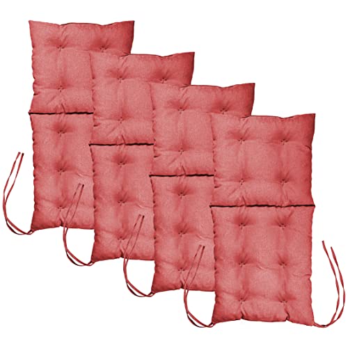 Mg Design Stuhlkissen 4er Set 50 x 100 cm Sitzkissen rosa - Gartenstühle Sitzauflagen aus Polsterstoff, mit weicher Füllung, mit Schnüren zum Binden - Niedriglehner Auflagen von Mg Design