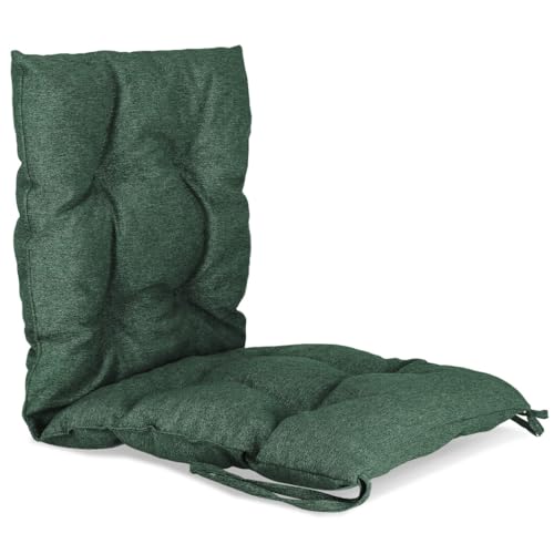 Mg Design Stuhlkissen 50 x 100 cm Sitzkissen grün - Gartenstühle Sitzauflagen aus Polsterstoff, mit weicher Füllung, mit Schnüren zum Binden - Niedriglehner Auflagen von Mg Design