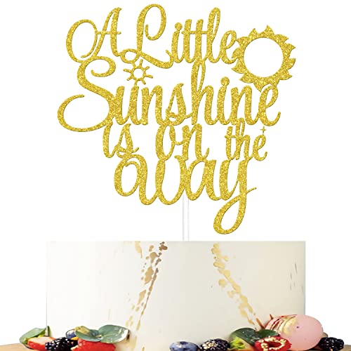 A Little Sunshine Is On The Way Cake Topper, You are My Sunshine Kuchendekoration, Sonne Baby Shower Kuchen Dekor, Geschlecht offenbarung Sonnenschein Geburtstag Party Supplies Gold Glitter von Mi Bautizo