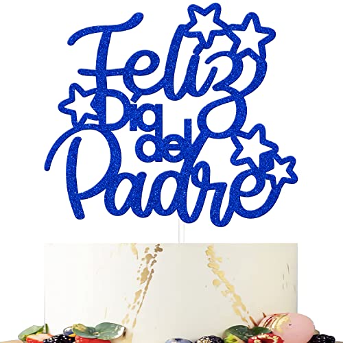 Feliz Dia Del Padre Cake Topper, Father's Day Cake Decorations, Super Dad Feliz Cumpleaños Papa Cake Decor, Happy Fathers Day Party Supplies Blue Glitter von Mi Bautizo