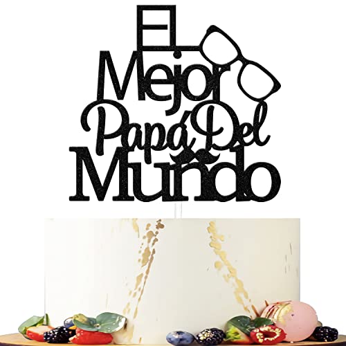 Spanish El Mejor Papa Del Mundo Cake Topper, Happy Father's Day Party Decor, Feliz Dia Papa Cake Decor, Dad Birthday Party Decorations Black von Mi Bautizo