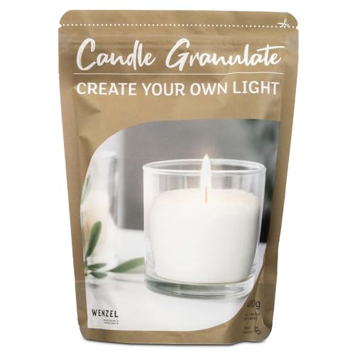 Kerzensand Kerzen Granulat, Ohne Duft 400g - Weißes Paraffinwachs für DIY Candles, Inkl. 4 Dochte & Dochthalter, Hochwertiges Kerzenwachs, Ideal für mehrere Kerzenkreationen, Made in Germany von MiCasa SuCasa