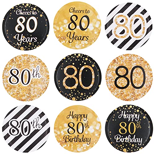 216Pcs Geburtstag Jubiläum goldene Hochzeit Sticker Jahrestag Etiketten Aufkleber Süßigkeit Runder Aufkleber Beifall Geschenk-Verpackung Gastgeschenk Hochzeit Mitgebsel Feier Party Dekoration (80th) von MiDube