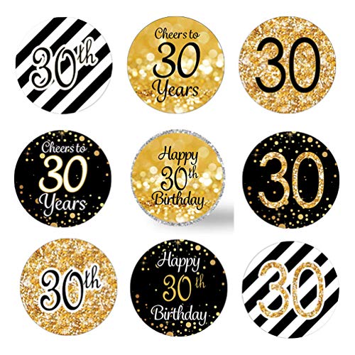 216Pcs Geburtstag Jubiläum goldene Hochzeit Sticker Jahrestag Etiketten Aufkleber Süßigkeit Runder Aufkleber Beifall Geschenk-Verpackung Gastgeschenk Hochzeit Mitgebsel Feier Party Dekoration (30th) von MiDube