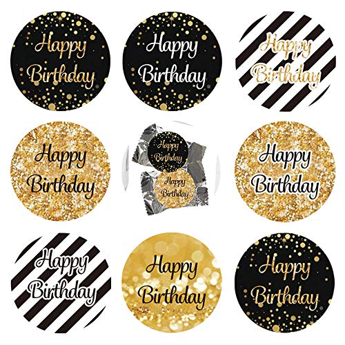 216Pcs Geburtstag Jubiläum goldene Hochzeit Sticker Jahrestag Etiketten Aufkleber Süßigkeit Runder Aufkleber Beifall Geschenk-Verpackung Gastgeschenk Hochzeit Mitgebsel Feier Party Dekoration (Happy) von MiDube