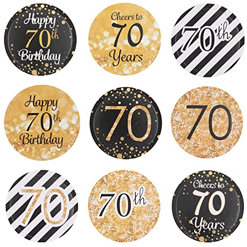 216Pcs Geburtstag Jubiläum goldene Hochzeit Sticker Jahrestag Etiketten Aufkleber Süßigkeit Runder Aufkleber Beifall Geschenk-Verpackung Gastgeschenk Hochzeit Mitgebsel Feier Party Dekoration (70th) von MiDube