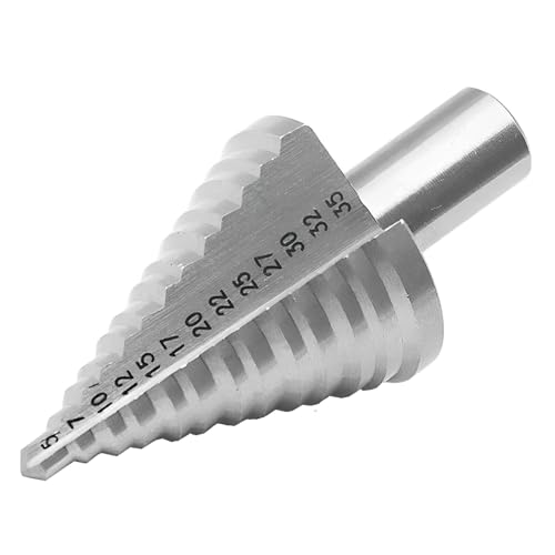 MiJunHD Ø 5-35mm HSS Stufenbohrer, 13 Größen Stufen Kegelbohrer, 13mm Rundschaft-Kegelbohrer, Multi Size Konusbohrer für Dicken 1-4mm in Metall, Aluminium, Holz und Kunststoffen (1 Stück) von MiJunHD