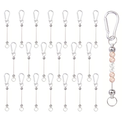 Blanko Schlüsselanhänger mit Perlen, 20 Stück Perlen Schlüsselanhänger Stange Perlen Schlüsselanhänger Set, DIY Schlüsselanhänger Charms zum Schlüsselanhängern, Basteln, Schmuckherstellung von MiOYOOW