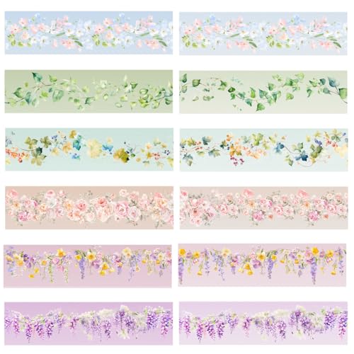 MiOYOOW PET Klebeband Set, Washi Tape Set, 6 Rollen Dekoratives Klebeband mit Wolken-/Blumenmotiv, Vorgeschnittenes Bastelband für Journaling, Scrapbooking, Basteln, DIY-Projekte von MiOYOOW