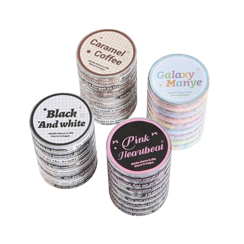 MiOYOOW Washi Tape Set, 4/6 Rollen Scrapbook Aufkleber PET Klebebänder mit Phrase Ephemera, Vorgeschnittenes Bastelband Druckband für Journaling Scrapbooking Basteln DIY Projekt von MiOYOOW