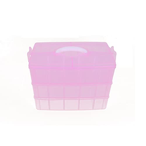 MiSMiAO 3-stöckige Aufbewahrungsbox Stapelbar Sortierboxen für Kleinteile Einstellbar Fächer Plastik Sortimentsboxen Schmuck Organizer Box Koffer für Aufbewahrung von Nähzubehör (Pink) von MiSMiAO