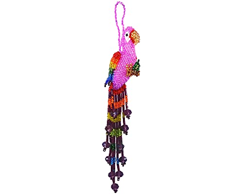 Mia Jewel Shop Regenbogen Papagei Vogel Hängende Figur Tschechische Glasperle Fransen Schwanz baumelt - Handgemachte Geschenke Tropisches Tier Boho Zubehör (Rosa), Einheitsgröße von Mia Jewel Shop