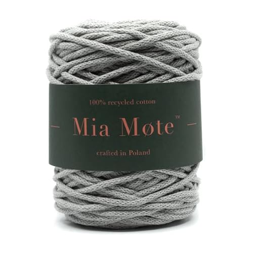 Mia Mote Basic Line Flechtkordel - Geflochtene Baumwollschnur mit Baumwollkern 5 mm - Baumwollschnur - Schnur für Makramee, DIY, Kunsthandwerk, DIY Dekoration - Basalt Grit 50m von Mia Mote