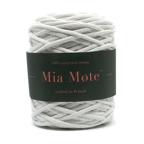 Mia Mote Basic Line Flechtkordel - Geflochtene Baumwollschnur mit Baumwollkern 5 mm - Baumwollschnur - Schnur für Makramee, DIY, Kunsthandwerk, DIY Dekoration - Chalk 50m von Mia Mote