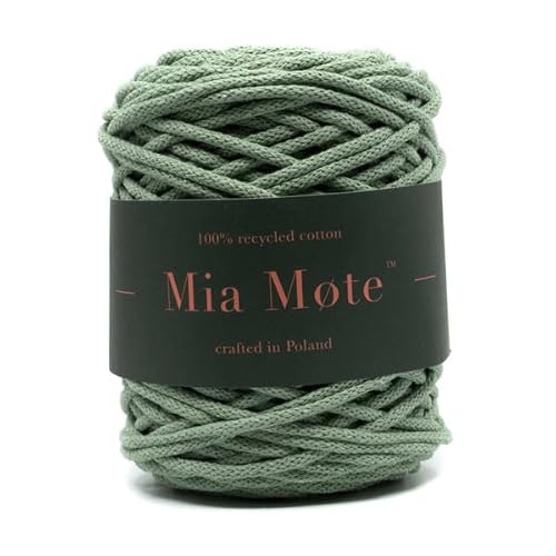 Mia Mote Basic Line Flechtkordel - Geflochtene Baumwollschnur mit Baumwollkern 5 mm - Baumwollschnur - Schnur für Makramee, DIY, Kunsthandwerk, DIY Dekoration - Oliwin Peridot 50m von Mia Mote