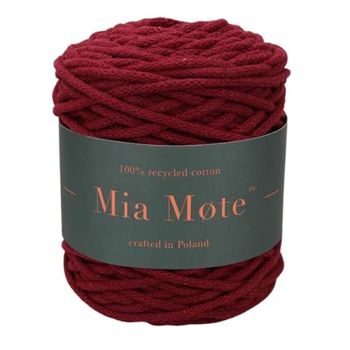 Mia Mote Basic Line Flechtkordel - Geflochtene Baumwollschnur mit Baumwollkern 5 mm - Baumwollschnur - Schnur für Makramee, DIY, Kunsthandwerk, DIY Dekoration - Ruby 200m von Mia Mote