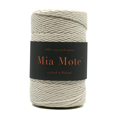 Mia Mote Classic Line Natürliche Baumwollkordel Macramé 100% Wiederverwertung Baumwollgarn DIY makramee Vorhang Weben Häkeln Verzierungen Durchmesser 3 mm Länge 200 m Anzahl der Fasern 16 Natural von Mia Mote