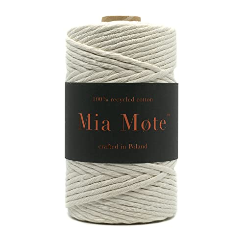 Mia Mote Classic Line Natürliche Baumwollkordel Macramé 100% Wiederverwertung Baumwollgarn DIY makramee Vorhang Weben Häkeln Verzierungen Durchmesser 5 mm Länge 100 m Anzahl der Fasern 80 Natur von Mia Mote