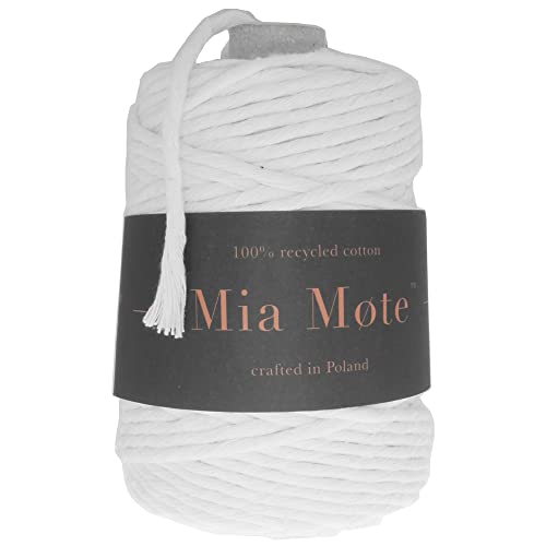 Mia Mote Classic Line Natürliche Baumwollkordel Macramé 100% Wiederverwertung Baumwollgarn DIY makramee vorhang Weben Häkeln Verzierungen Durchmesser 5 mm Länge 100 m Anzahl der Fasern 32 Optisch weiß von Mia Mote