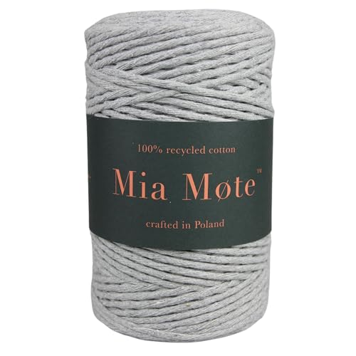 Mia Mote Eco Line Baumwolle Makramee garn am Durchmesser 2mm Länge 300 m 100% Baumwolle blumenampel makramee DIY makramee Vorhang Heimwerken Weben Anzahl Fäden 7 Grau von Mia Mote