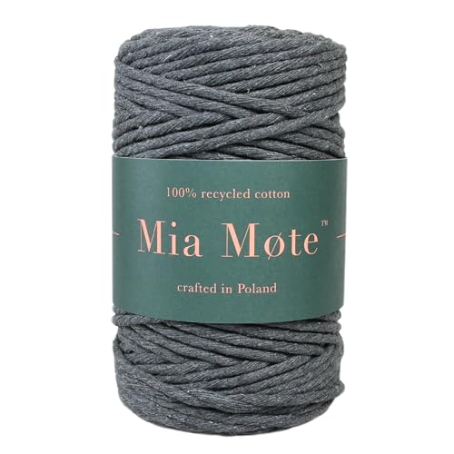 Mia Mote Eco Line Baumwolle Makramee garn am Durchmesser 5mm Länge 10 m 100% Baumwolle blumenampel makramee DIY makramee Vorhang Heimwerken Weben Fadenanzahl 26, Smoky Quartz von Mia Mote